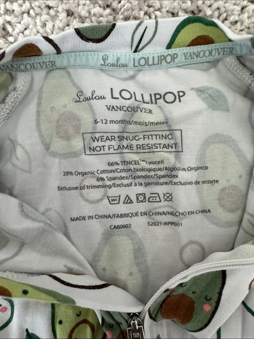 Loulou Lollipop Baby Avocado Print Footless Full-Zip